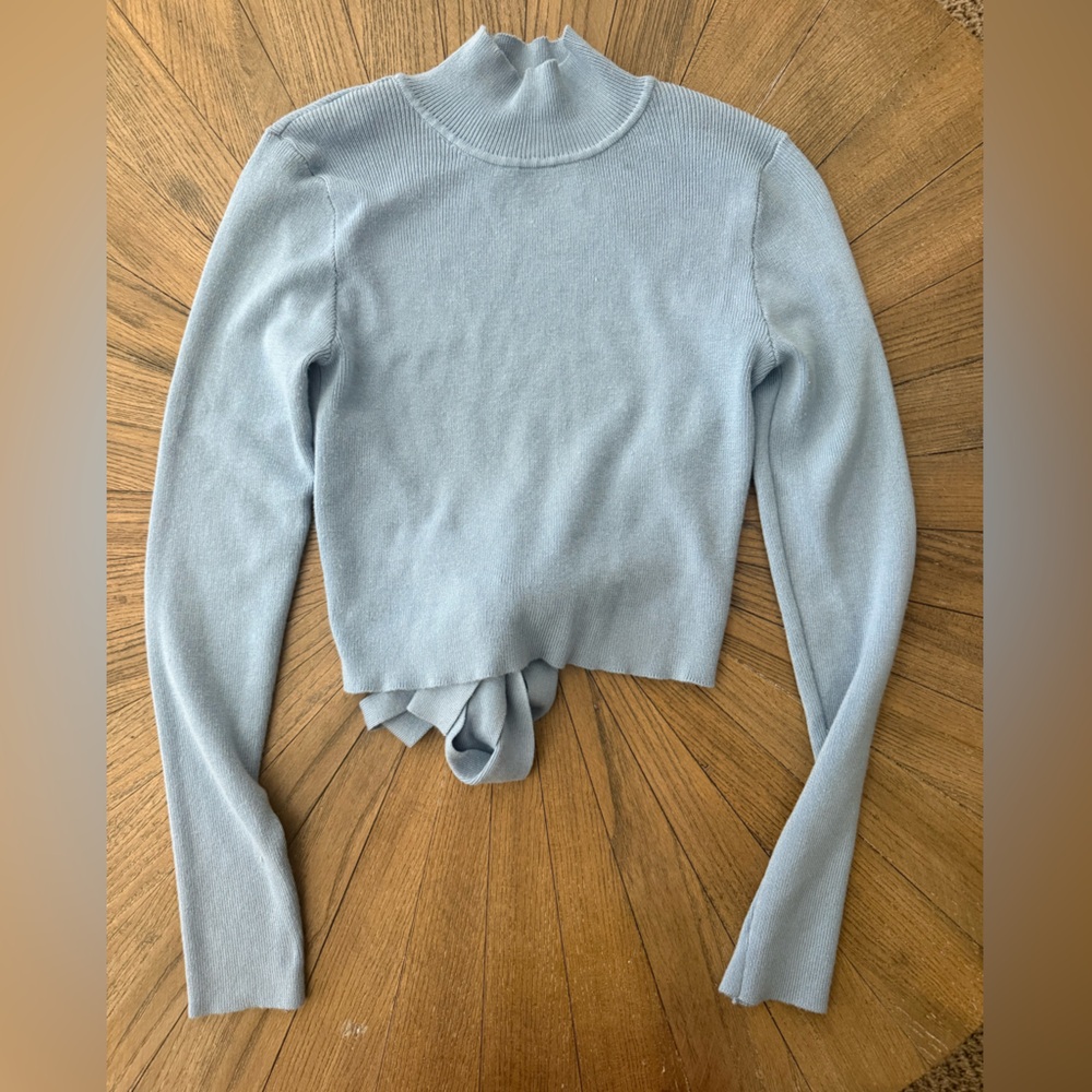 Blue Open Back Turtle Neck